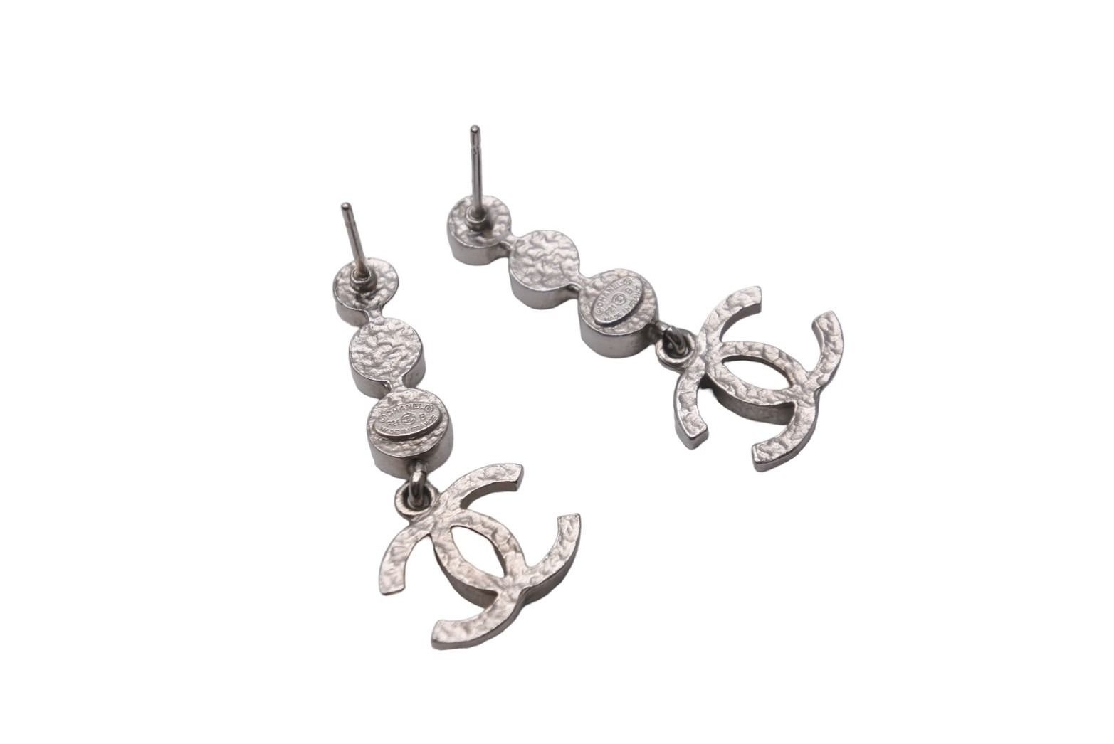 CHANEL シャネル ピアス ココマーク F21B刻印 シルバー ラインストーン