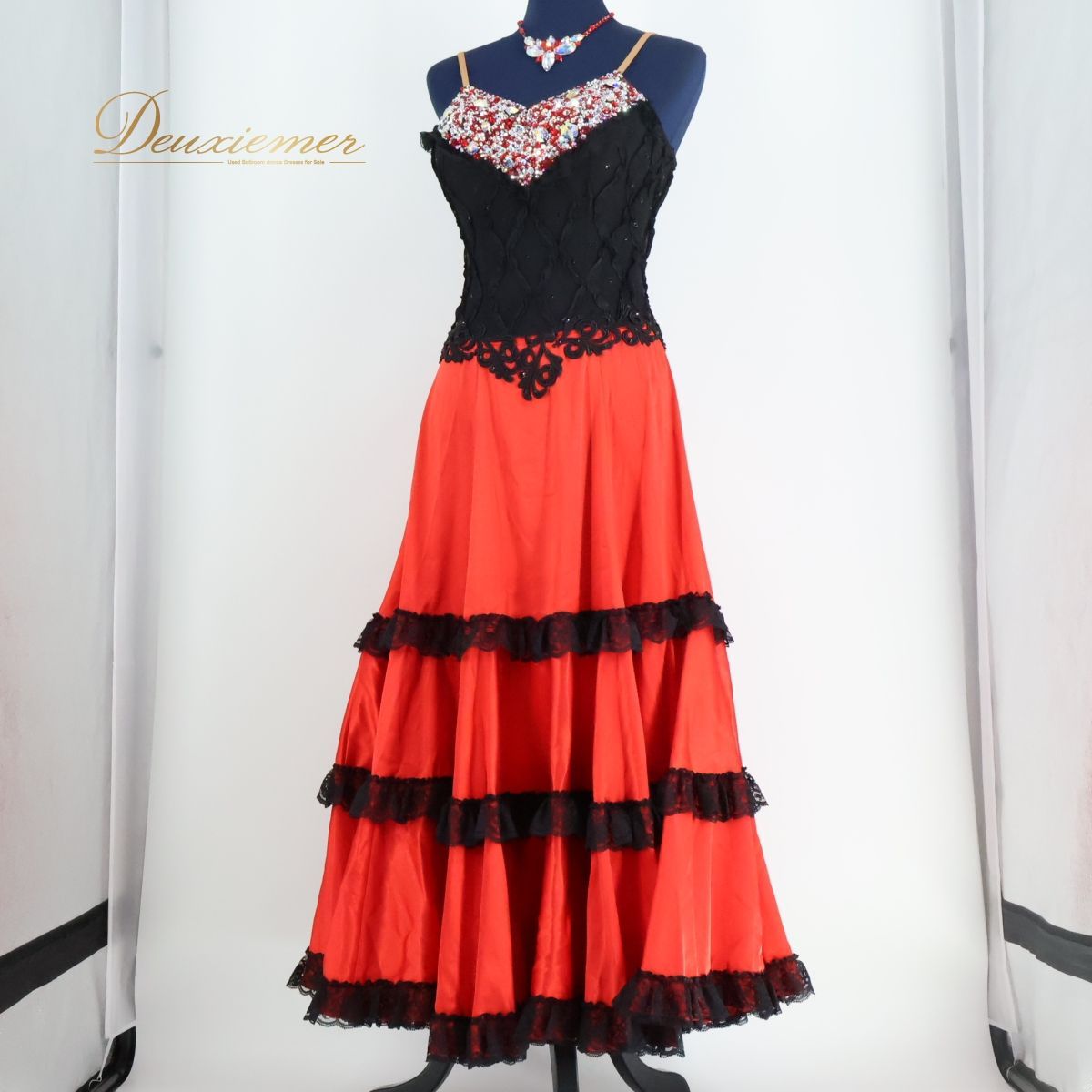 日本製 社交ダンス衣装】レッド Chacott チャコット ワンピース ドレス