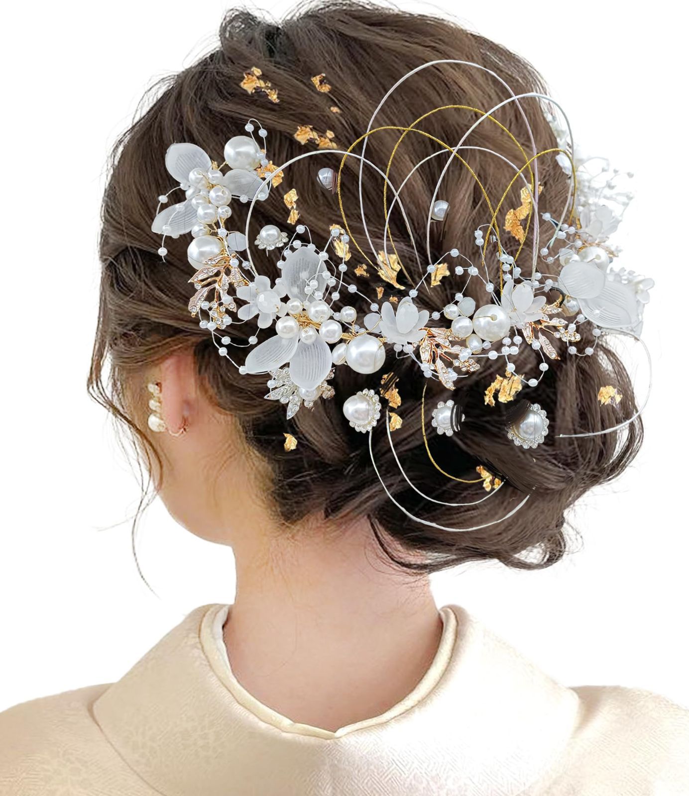 【ラスト1点！】ヘッドドレス 人気 成人式 水引 成人式 金箔 銀箔 かんざし パール 和服 ヘアアクセサリー 七五三 卒業式 髪飾り 入学式 結婚式 結婚式 発表会 着物 浴衣 振袖 袴 [JZOON] 結納 27