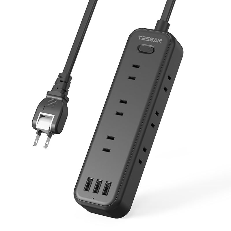 電源タップ usb付き 延長コード 2m usb コンセント タップ 9個AC口 3個タイプAポート TESSAN テーブルタップ 電源コード タコ足配線 OAタップ 蛸足コンセント 一括スイッチ付き ブラック 0