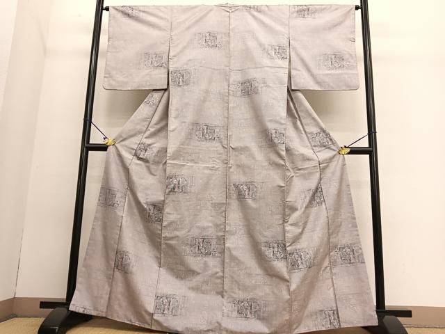 平和屋着物●本場大島紬　7マルキ　エジプト壁画文様　正絹　逸品　BAAT6715hv 平和屋着物○本場大島紬 7マルキ エジプト壁画文様 正絹 逸品