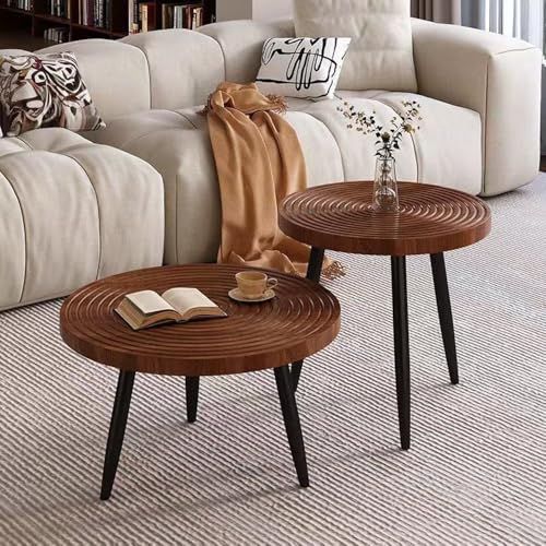 在庫処分 for table living center room round コーヒ マルテーブル ーテーブル 丸 丸 おしゃれ ローテーブル 円形 ネストテーブル 2個セット大|直径60cm VEEZHA 小|直径50cm