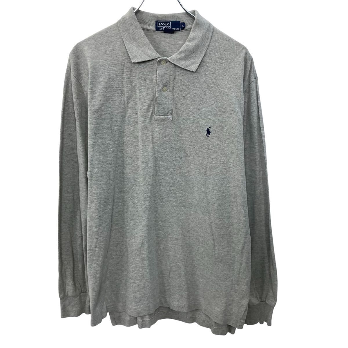 POLO RALPH LAUREN 長袖 ポロシャツ L グレー ポロラルフ