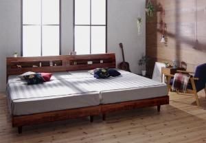 棚・コンセント付デザインすのこベッド 国産カバーポケットコイルマットレス付き シングル
