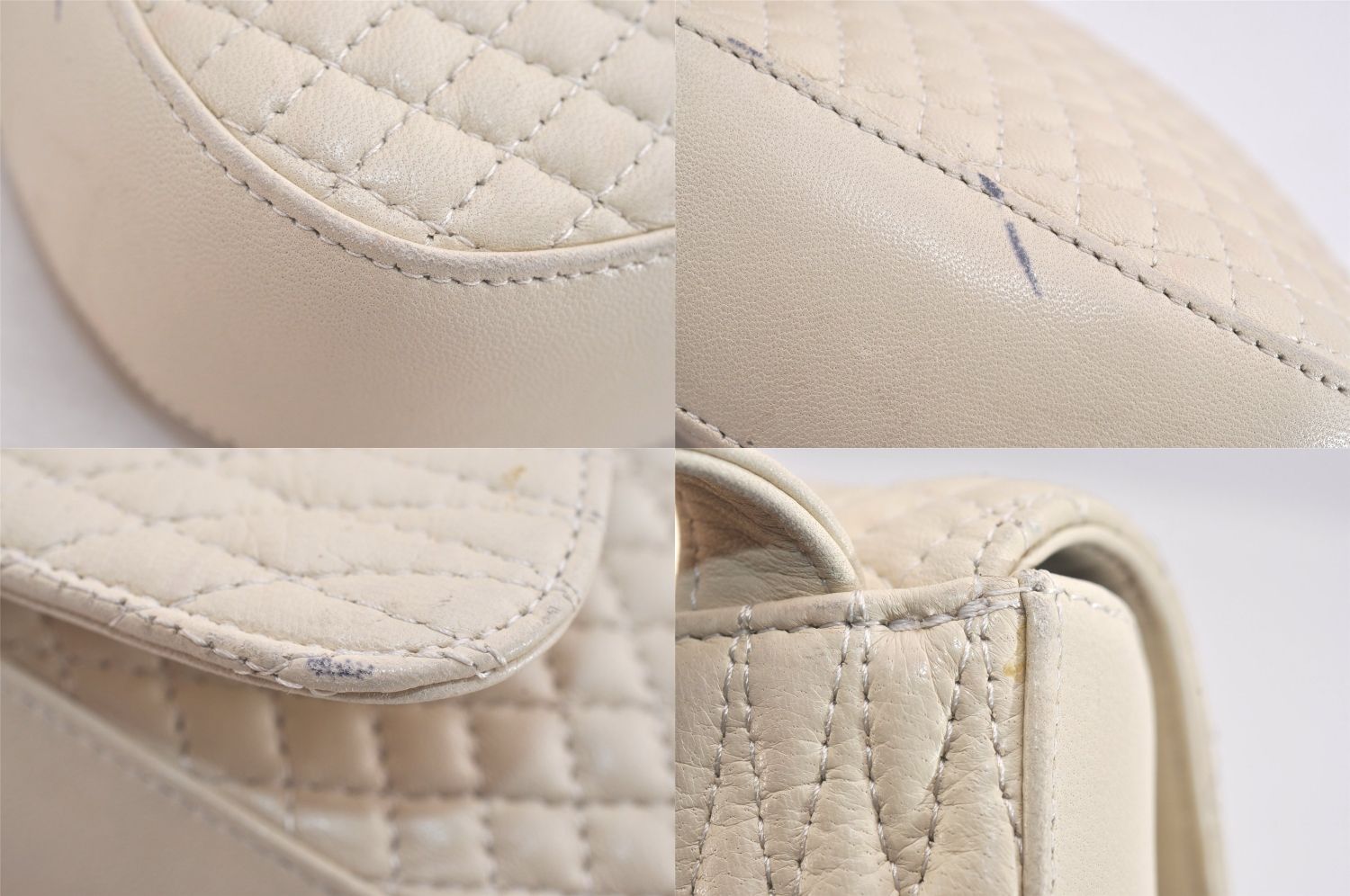 BALLY バリー　レザー　ホワイト ハンドバッグ ショルダー　キルティング柄 BALLY バリー レザー ホワイト ハンドバッグ ショルダー