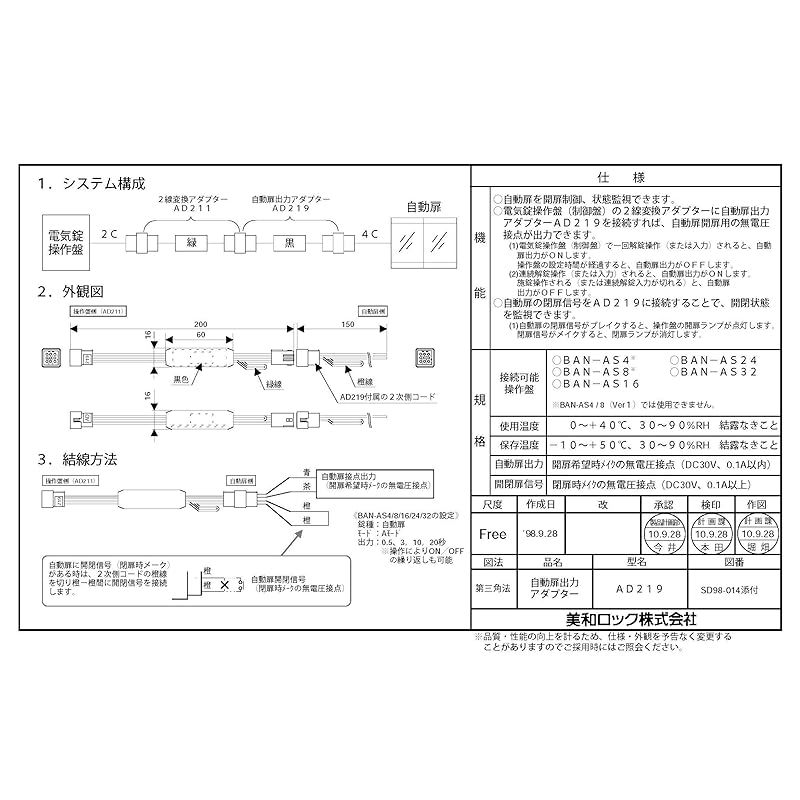 美和ロック MIWA 自動扉用アダプタ AD219 0