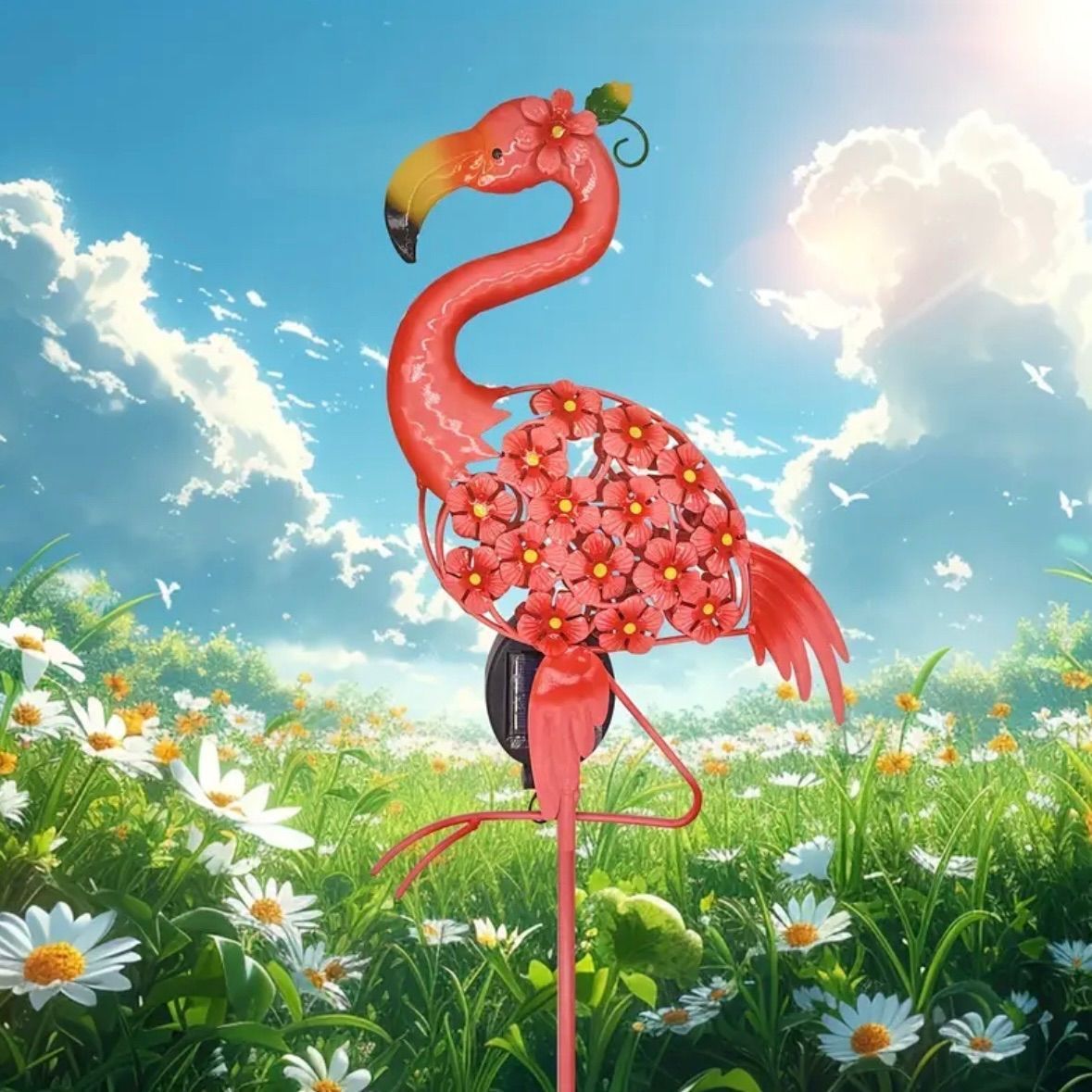 ソーラーライト ガーデンライト ガーデンオーナメント LEDライト センサーサイト フラミンゴ トリ 鳥 庭オブジェ 置物 癒しグッズ ガーデニング お庭 玄関ライト 園芸装飾 オシャレ ギフト プレゼント