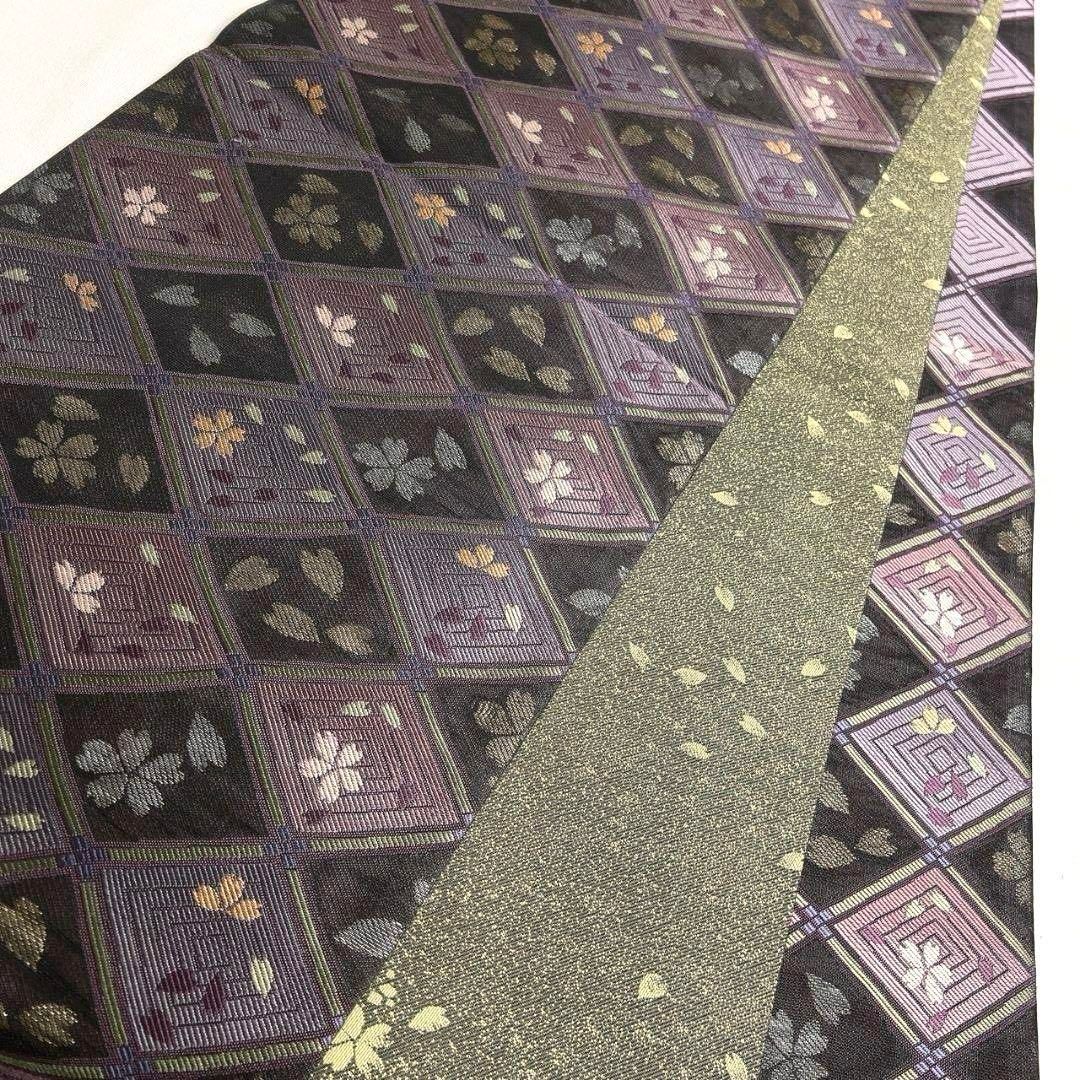 未着用変わり市松桜花模様菱袋帯着物021a p 