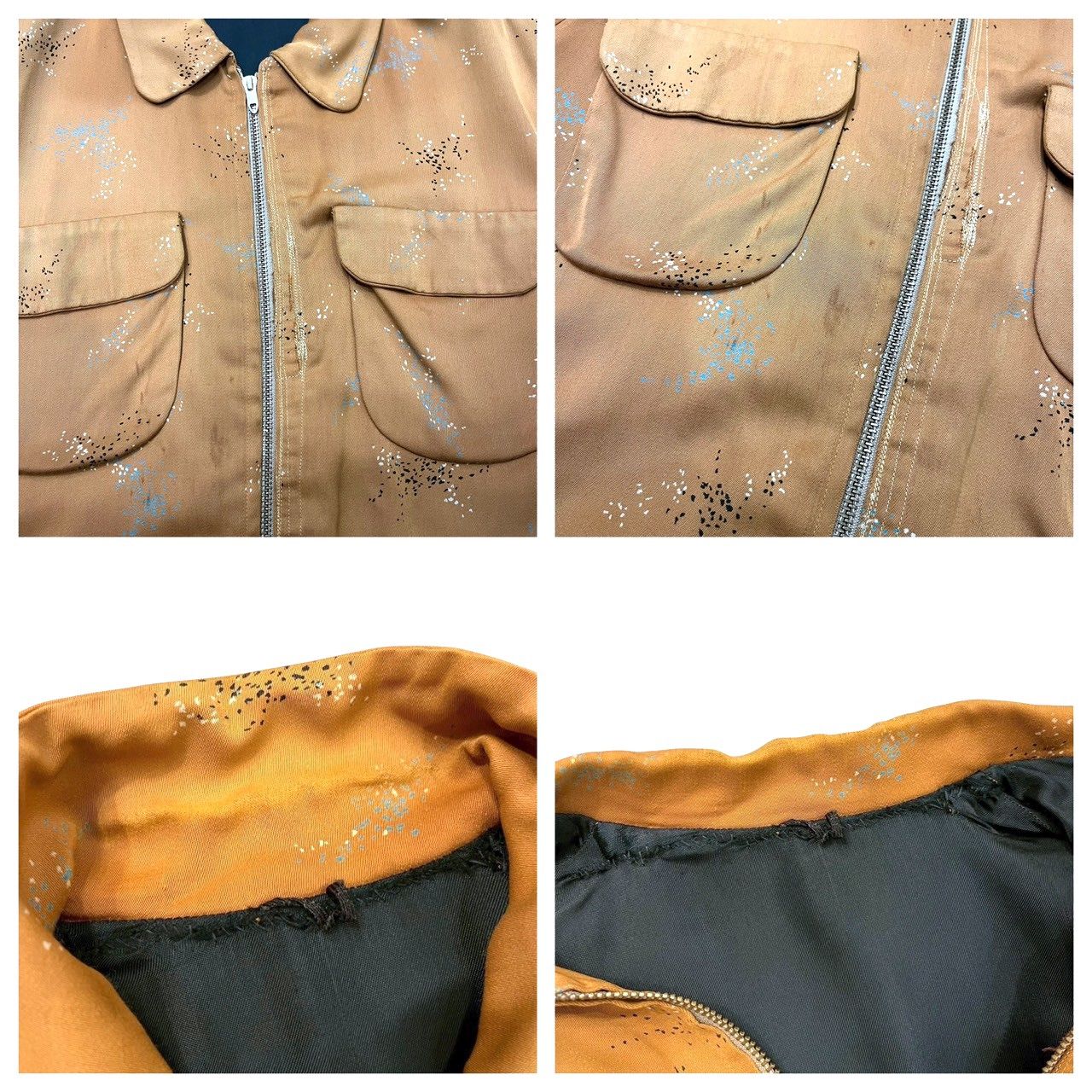 50s ビンテージ アトミック柄 レーヨン ギャバジン ジャケット