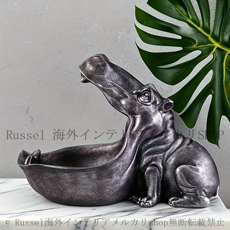 カバの小物入れ キー収納 鍵 デスク収納 置物 オブジェ 動物 アニマル