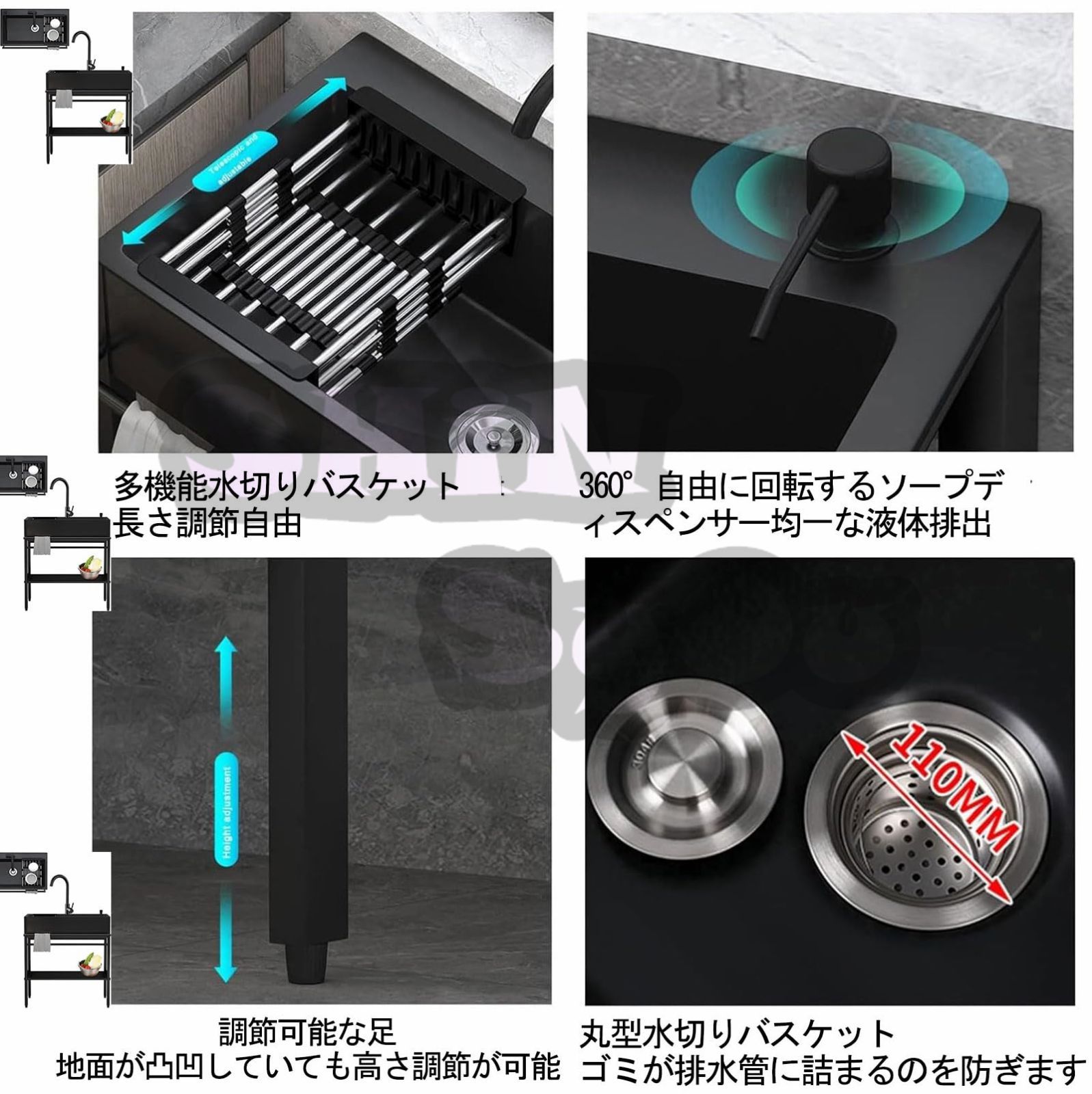 キャンピングカー シンクキッチンシンク作業台 用品ステンレス流し台システムキッチン シンクキャビネット流し80x45x86cm 簡単取付 工場  農園でも 錆びず 簡単組立（蛇口付き） - メルカリ