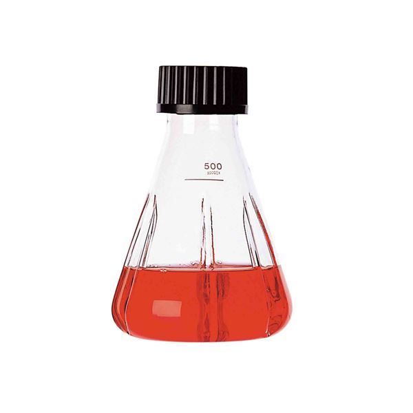 ねじ口振盪三角フラスコ バッフル付 500mL 016320-500A