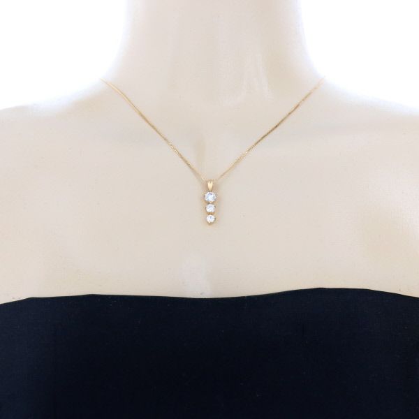 K18YG イエローゴールド ネックレス 3連 ダイヤモンド 1.133ct