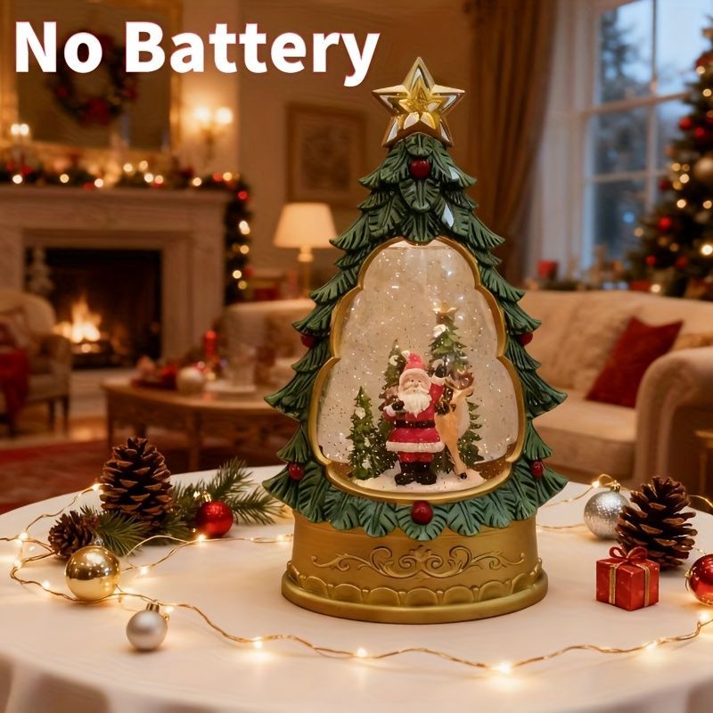 クリスマス LEDライト ナイトライト ナイトランプ ツリーの中にいるサンタクロース スノードーム オブジェ インテリア 冬 寝室 インテリア装飾 おしゃれ 卓上ライト テーブルライト テーブルランプ ベッドライト 電池式 アクリル
