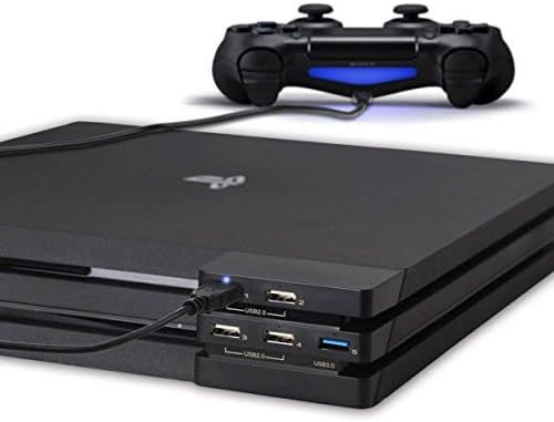 ElecGear PS4 Pro USBハブ3.0 - 5ポートUSB延長アダプタスプリッター PSVRヘッドセット用 LEDインジケーター付き ハードドライブストレージ拡張 プレイステーション4 Pro用コントローラー充電器