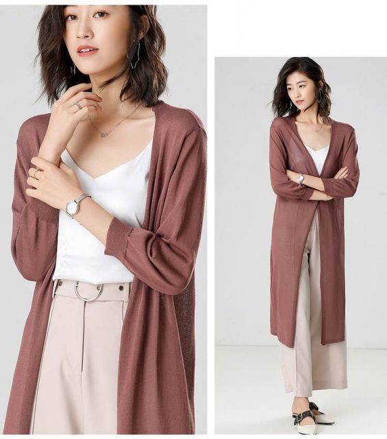 トップス ブラウス カーディガン 上着 7分丈 ミディアム丈 袖あり 長袖 襟なし ニット サマーニット 薄手 かわいい 大人可愛い きれいめ シンプル カジュアル 大人 上品 とろみ感 無地 春 夏 10代 20代 30代 レディース オフィス ビジネス OL 通勤 お出かけ 着回し スタイル 種類6：ピンク/M トップス ブラウス カーディガン 上着 7分丈