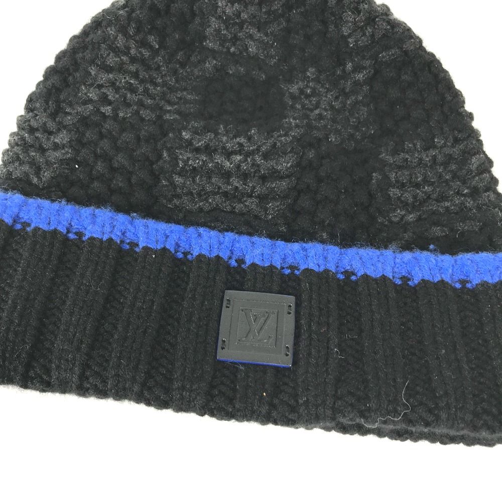 ルイヴィトン LOUIS VUITTON ダミエ ボネヘルシンキ M71046 ビーニー 帽子 ニット帽 ニットキャップ ニット帽 カシミヤ ブラック 美品