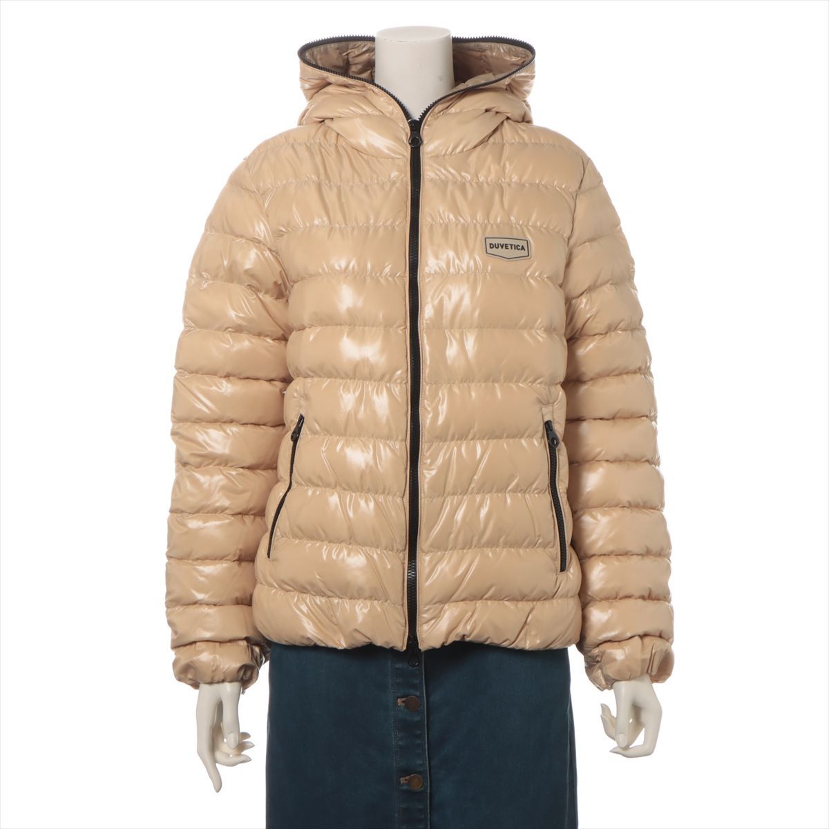 DUVETICA フード付きダウンジャケット 44 ベージュ デュベティカ ダウンコート/ダウンジャケット アウター