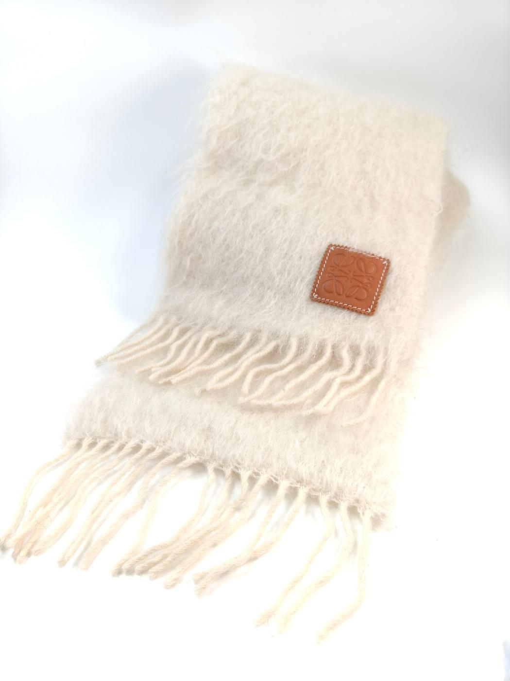 LOEWE ロエベ マフラー モヘア混 ウール ホワイト 管理番号 10402