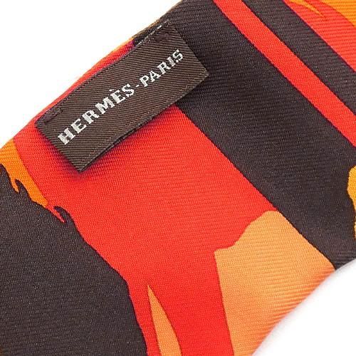 中古 美品 エルメス スカーフ HERMES シルク ツイリー エクスリブリス カモフラージュ オレンジ レディース JJS02240 - メルカリ