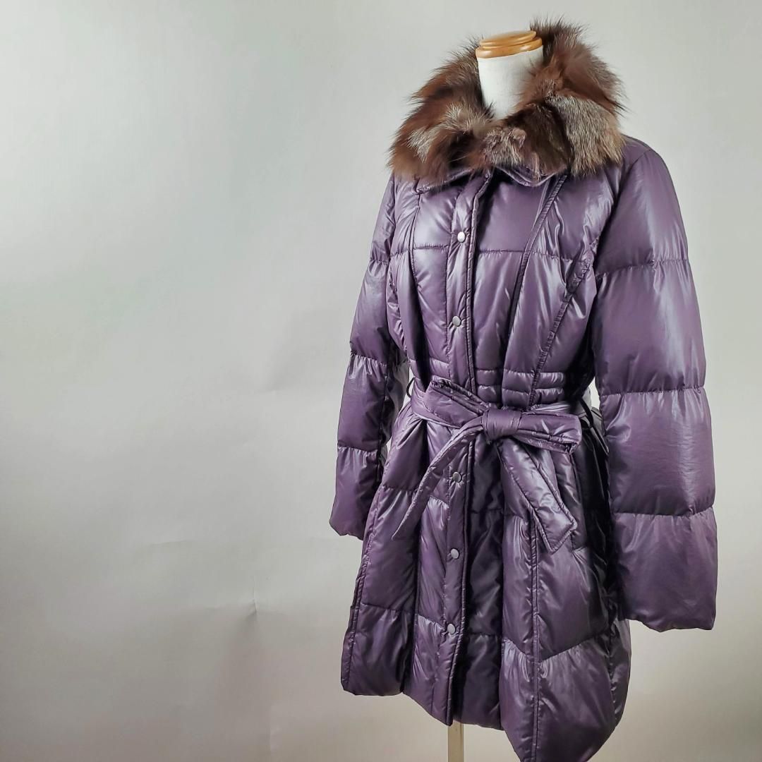 シャルドンヌCHARDONNEフォックスファー付ロングダウンコート紫