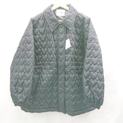 ⊇ ◎● ● one after another NICE CLAUP ハート柄 長袖 キルティングジャケット サイズＦ ブラック レディース E 1502180047459