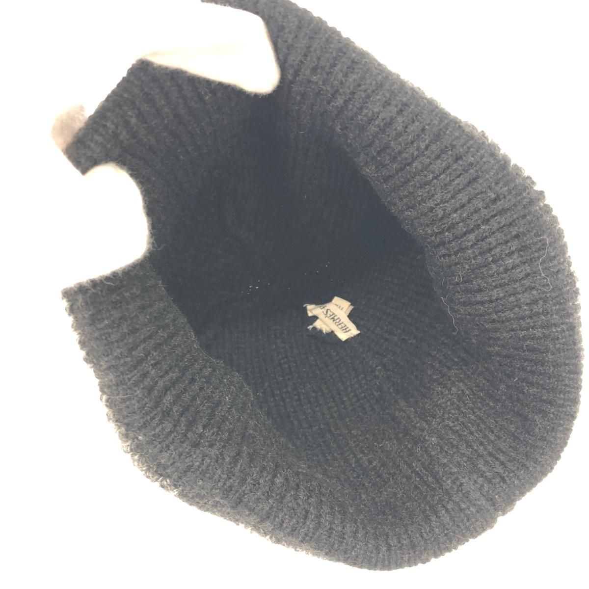 良好 HERMES エルメス マルジェラ期 ニット帽 ブラック Hロゴ