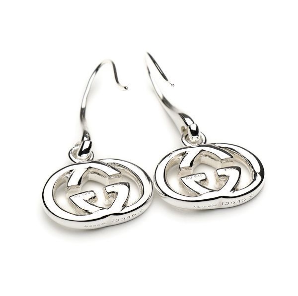 極美品 グッチ インターロッキングG ピアス Ag925 シルバー 両耳用