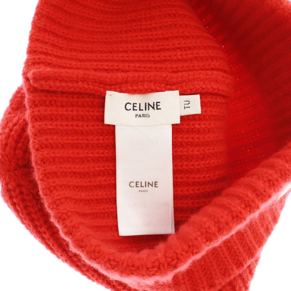 CELINE セリーヌ レッド エンブロイダリー ニット帽 ビーニー