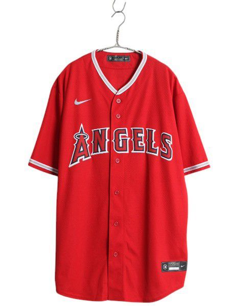 NIKE - エンゼルス ベースボール シャツ メンズ L / MLB オフィシャル ナイキ 大リーグ スウッシュ ユニフォーム ゲームシャツ 半袖シャツ 重ね着 お得なクーポン配布中!】 エンゼルス ベースボール シャツ