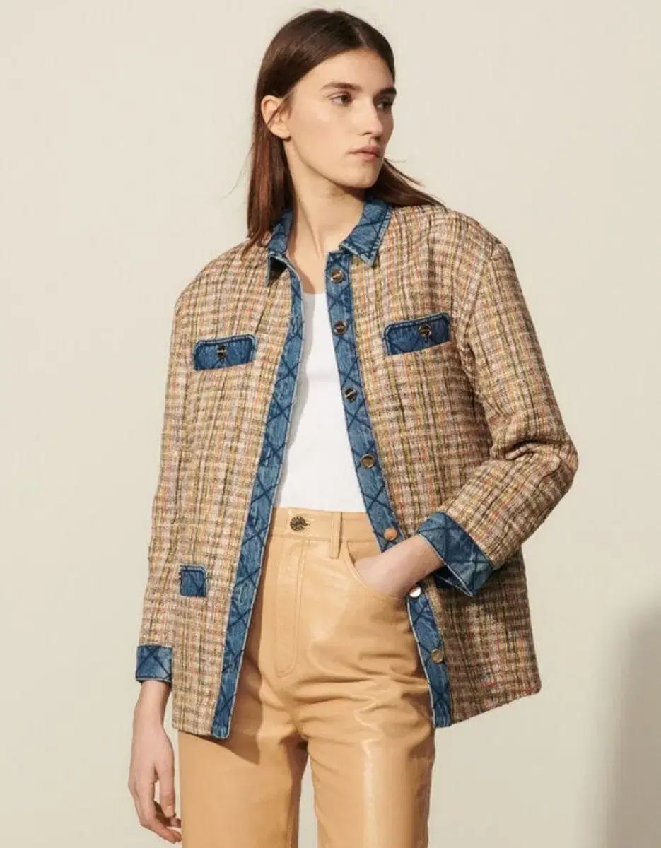 サンドロ クリスティン マルチツイード ジャケット 34