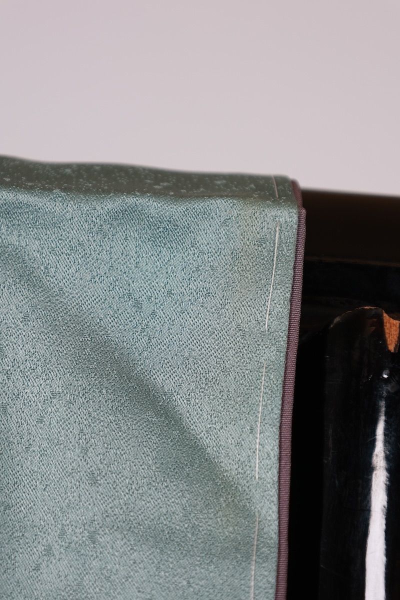 訪問着 ブルーグレー ゴールド 紫 グリーン 白 茶 貝合わせ 花 波 T514  