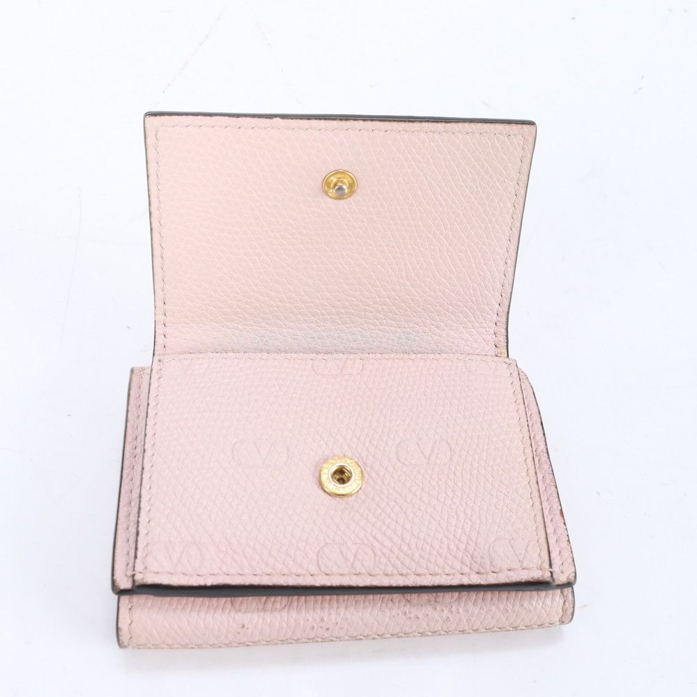 美品 ヴァレンティノ Vロゴ レザー 三つ折り 財布 コンパクト  