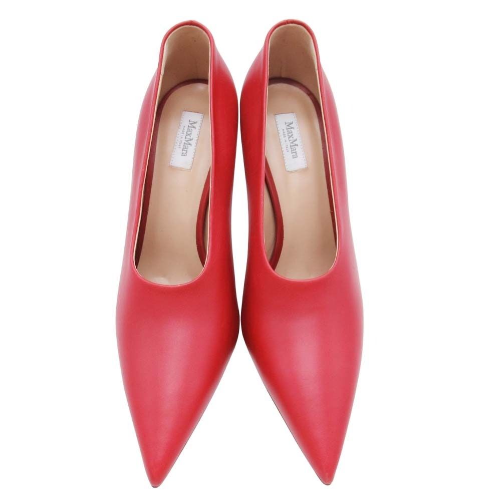 品良く着こなすため 美品 MaxMara マックスマーラ レザー パンプス ポインテッドトゥ 靴