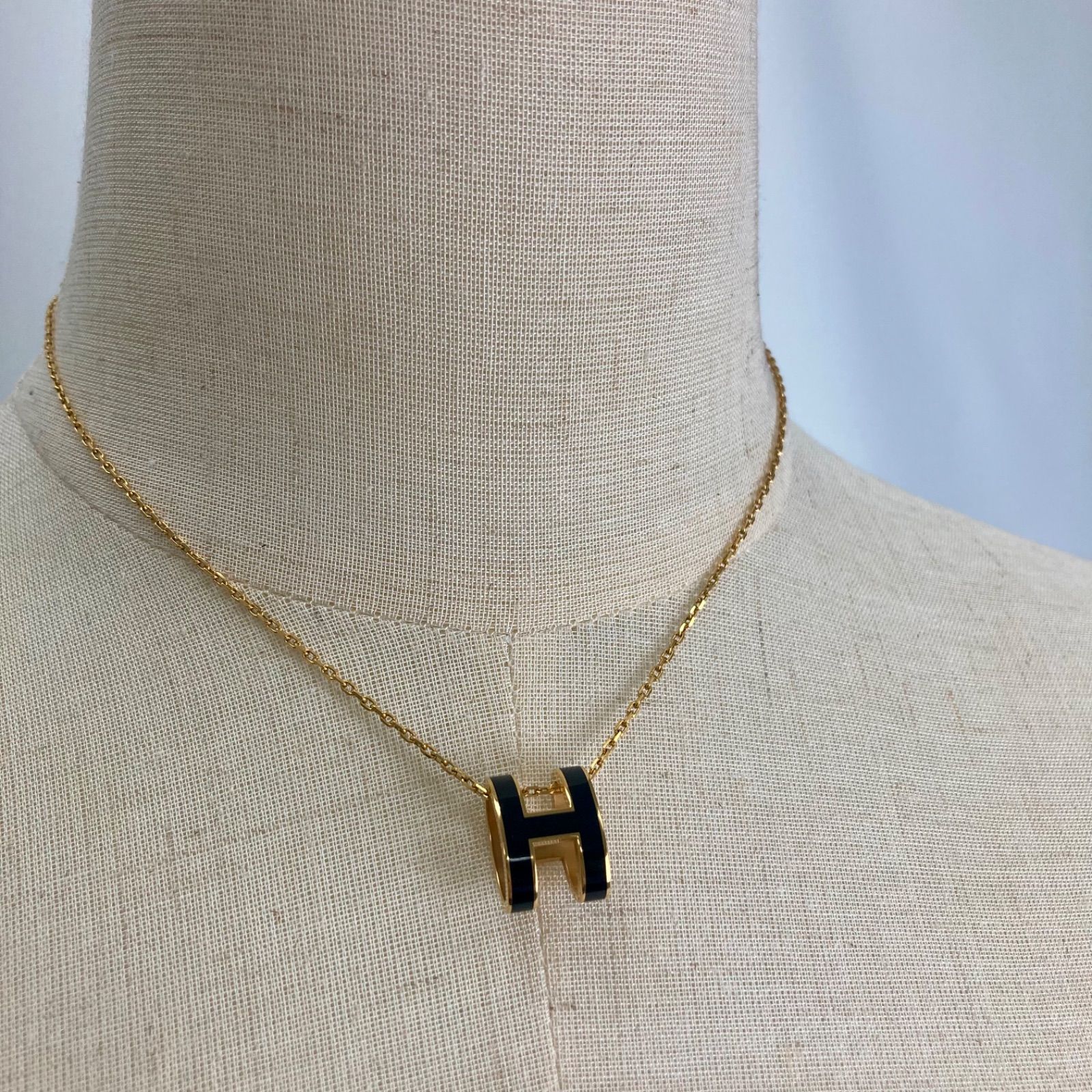 HERMES エルメス ポップアッシュ ポップH ネックレス ブラック