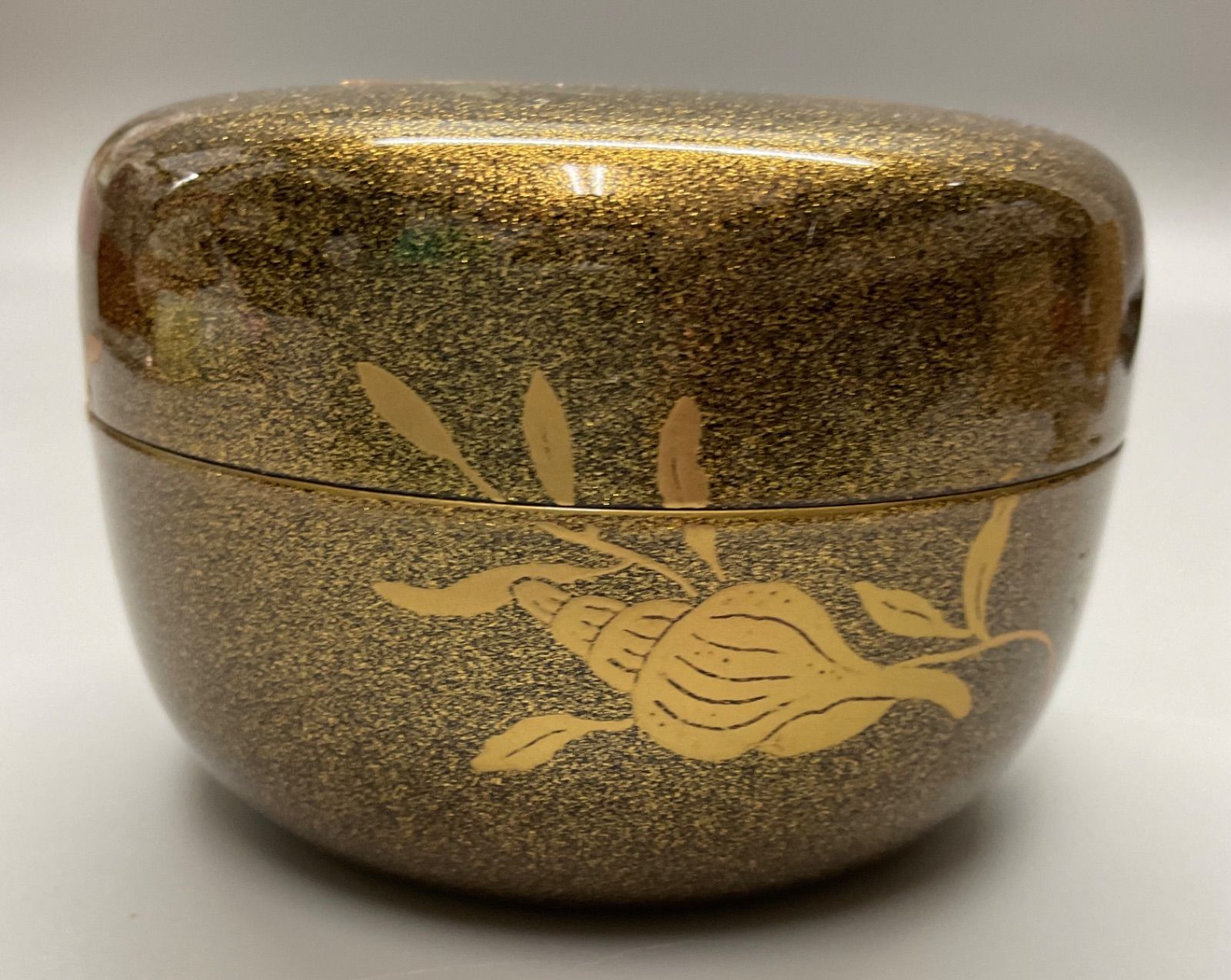 東雲梨子地平棗海絵貝蒔絵 S13 平棗 棗 海松貝蒔絵 蒔絵 梨子地 東雲 茶道具 重さ 71.1g