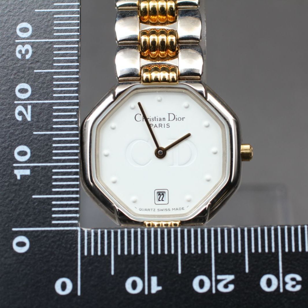 156【美品箱付き】Christian Dior 48.203 Octagon White Dial