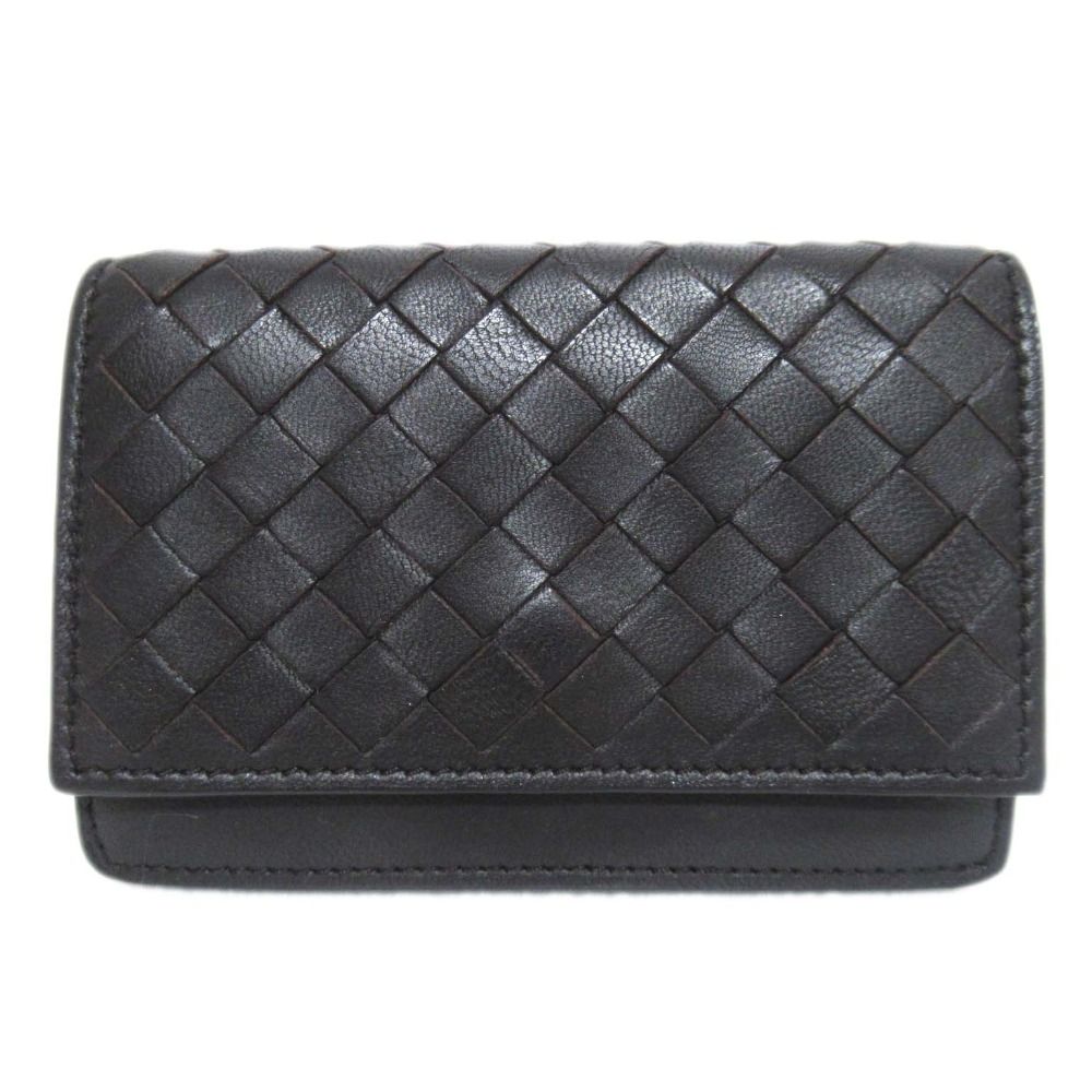 BOTTEGA VENETA ボッテガヴェネタ レザー イントレチャート カードケース ダークブラウン メンズ レディース 古着