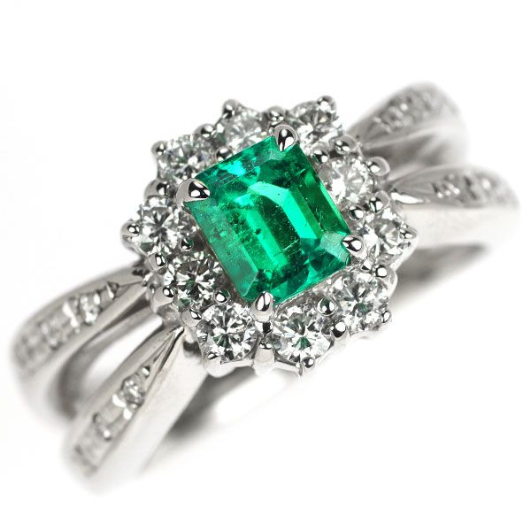 Pt900 エメラルド ダイヤモンド リング 0.80ct D0.60ct FORTGASGNV_COM_BR