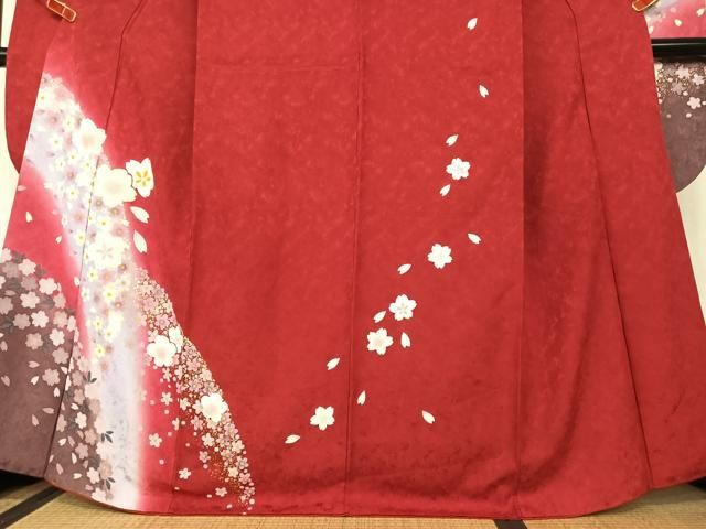 平和屋着物○豪華振袖 駒刺繍 舞桜 暈し染め 金彩 正絹 逸品  