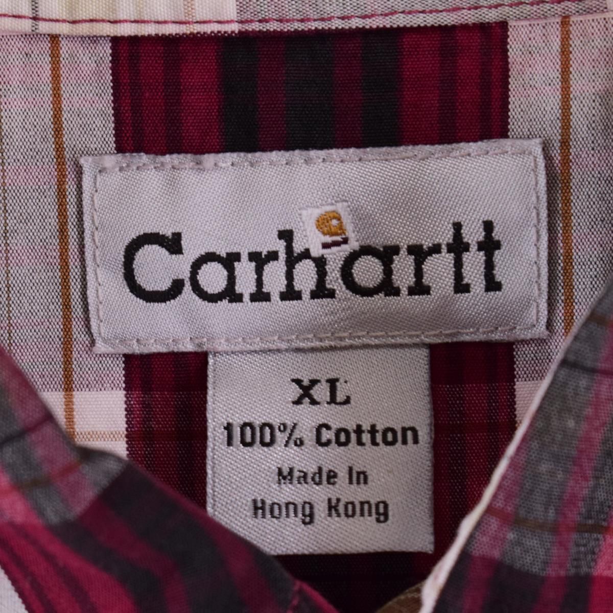 古着 カーハート Carhartt チェック柄 半袖 コットンシャツ メンズXL