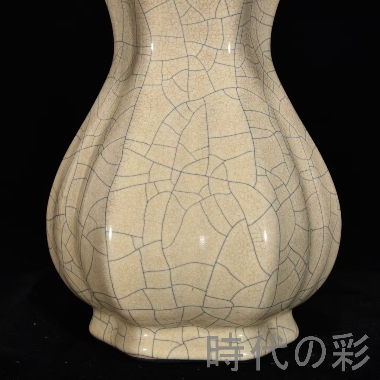 有款哥窑鹿耳瓶 中国古美術 宋代 哥窯 花口瓶 花瓶 唐物 陶磁器 氷裂紋 青磁