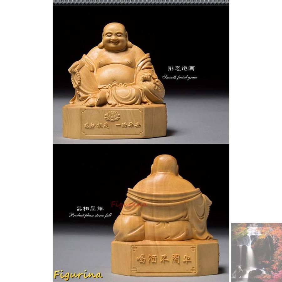 布袋様　木彫り　置物　骨董　七福神　一刀彫　開運 楽天市場】一本木彫り 布袋様 置物 七福神 布袋さん 置物 風水