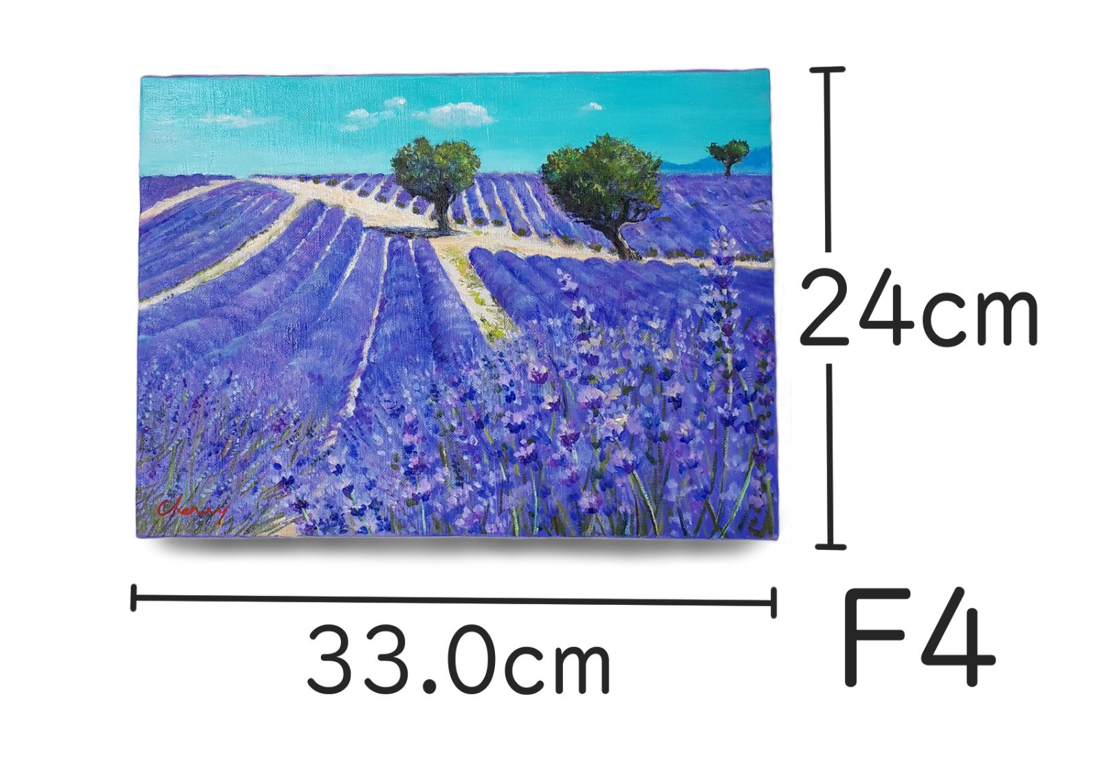 【一点物】『　ラベンダー畑とハートの木　』油絵 F4号　油彩　油画　絵画 一点物】『 ラベンダー畑とハートの木 』油絵 F4号 油彩 油画