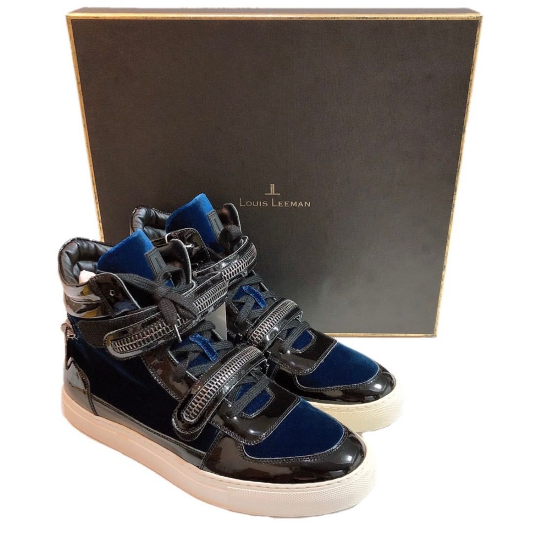 【新品】LOUIS LEEMAN ルイスリーマン LL0151 スニーカー 靴 メンズ ハイカット ブラック ブルー 40 25.5cm 展示品 正規品