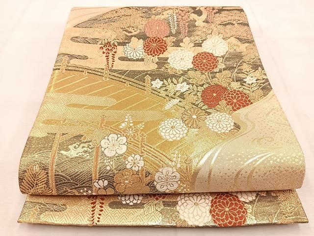 たえぽよ様　AO-4497 洒落袋帯 小千谷紬の寄せ柄 絣柄 正絹 洒落袋帯 小千谷紬の寄せ柄 絣柄 正絹 AO-4497
