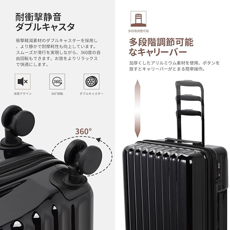 Spyplan] スーツケース 拡張機能付き 機内持ち込み 超軽量 大容量