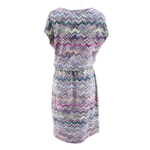 ミッソーニ MISSONI 半袖ワンピース Vネック 42 総柄 ミッソーニ MISSONI 総柄 ストレッチニット Vネック ワンピース