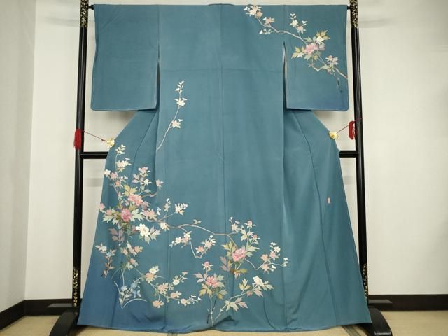 平和屋着物○本加賀友禅作家 寺西光博 訪問着 枝花文 暈し染 正絹 逸品