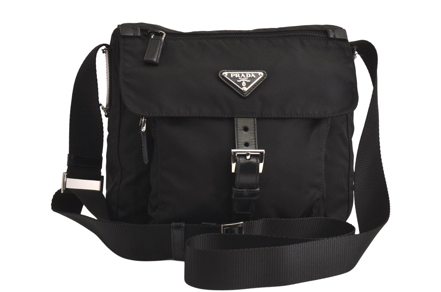 PRADA プラダ ヴィンテージ ナイロン レザー ショルダークロスボディーバッグ 財布 ブラック 5548M